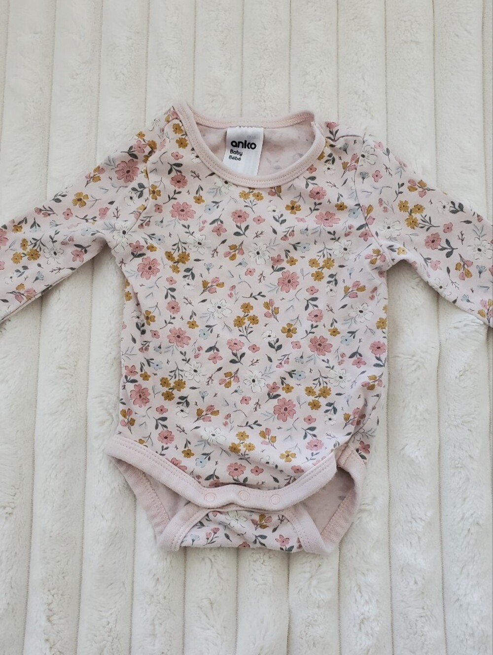 Anko Baby Pink Floral Long Sleeve Baby Onesie